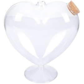 Zerodeko Heart Jar Candy Holder Glass Vases Glass Candy Dish with Lid Decorative Glass Container with Lid Glass Candy Jars with Lids Glass Jar Ornament Container Terrarium Jewelry Cork
