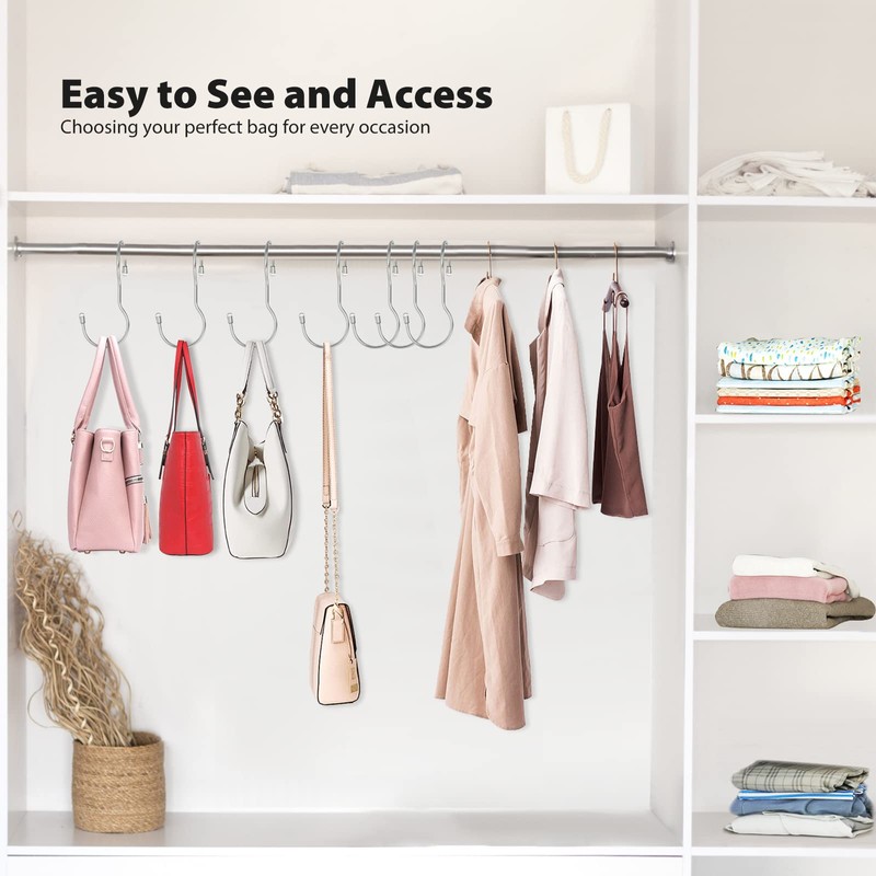 Myfolrena Handbag Hangers Bag Hooks Closet 12 Pack Handbag Hanger