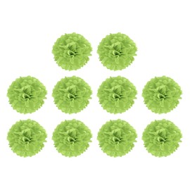 M METERXITY 10 Pack Tissue Pom Poms Flowers - Wedding Decoration, Durable & Beautiful, Apply to Birthday/Party/Wedding (6 Inches, Lime Green)