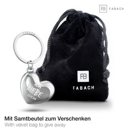 FABACH Love Keyring Heart with Engraving – I Love You Keyring Partner – Heart Key Ring Heart as Love Lucky Charm – Girlfriend Gift Love – I Love You, silver, Modern