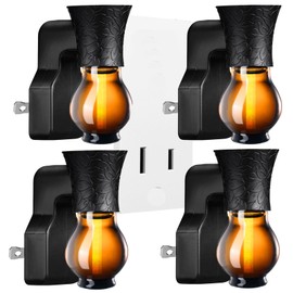 Earffloz 4 Sets Blank Plug-in Air Freshener Polarized Wall Plug Oil Diffuser for DIY Characteristic Home Scent from Natural Essential Oil, EO+Water, Fragrance Refill (Black)
