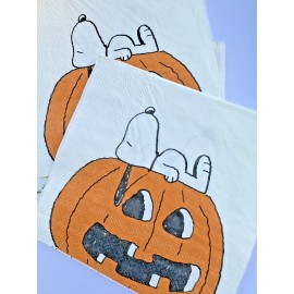 peanuts 2 Individual Paper Decoupage Beverage Size Napkins Fall Pumpkin Snoopy
