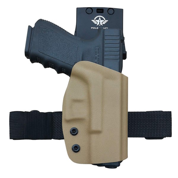 Glock 17 19 Holster, Kydex OWB Holster For Glock 17 19 19x 25 30s 44 45 Glock 26 (Gen 1-5) / Glock 22 23 27 31 32 33 (Gen 3-4)/CZ P10 Pistol Case Waistband Outside Carry 1.5-2'' Belt Clip (Tan, Right)