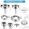 Baderke 17 pcs Stainless Steel Funnel Set Wide Mouth Canning