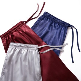 JupiterSecret Mens Satin Pajama Pants Set, Silky Feeling Sleep & Lounge Pants, PJ Bottoms with Pockets and Button Fly 3 Pack Multicolor