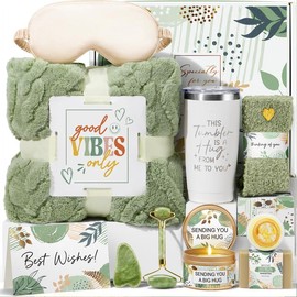 Mayicivo  Mother's Day Birthday for Women ‚Äì Luxurious Spa Gift Basket with Blanket, Relaxing Birthday,Christmas ,Thanksgiving Gifts for Mom, Best Friend, or Sister ‚Äì Unique Self-Care Gifts for Any Occasion Luxury Springtok:_Sage Green