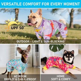 KYEESE Dog Pajamas Mesh Summer Pjs for Small Dogs Quick-Dry Cat Pajamas Lightweight Pet Costume Breathable Puppy Clothes Comfy Onesie UV-Blocking Doggie Jammies Pineapple Pattern, Small