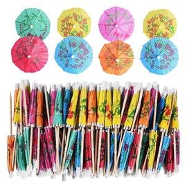 UUYYEO 100 Pcs Paper Drink Umbrella Picks Cocktail Umbrella Toothpicks Mini Paper Umbrellas Decorative Appetizer Picks Summer Themed Cupcake Toppers