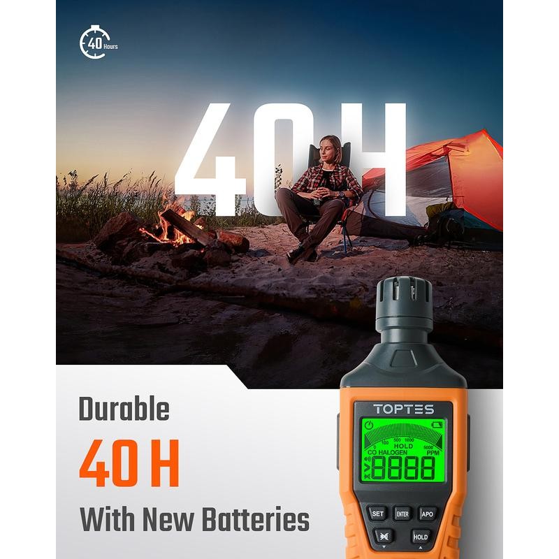 TOPTES CT-300 Portable CO Detector - Orange