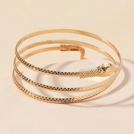 Gold/Silver Snake Arm Cuff Upper Arm Arm Bracelet Upper Arm Upper Arm Cuff Dainty Layered Arm Bangle Armband Armlet Jewelry for Women and Teen Girls (Gold)