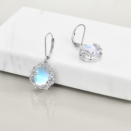 Moonstone Dangle Earrings Sterling Silver Leverback boho Earrings Jewelry for Women Girls