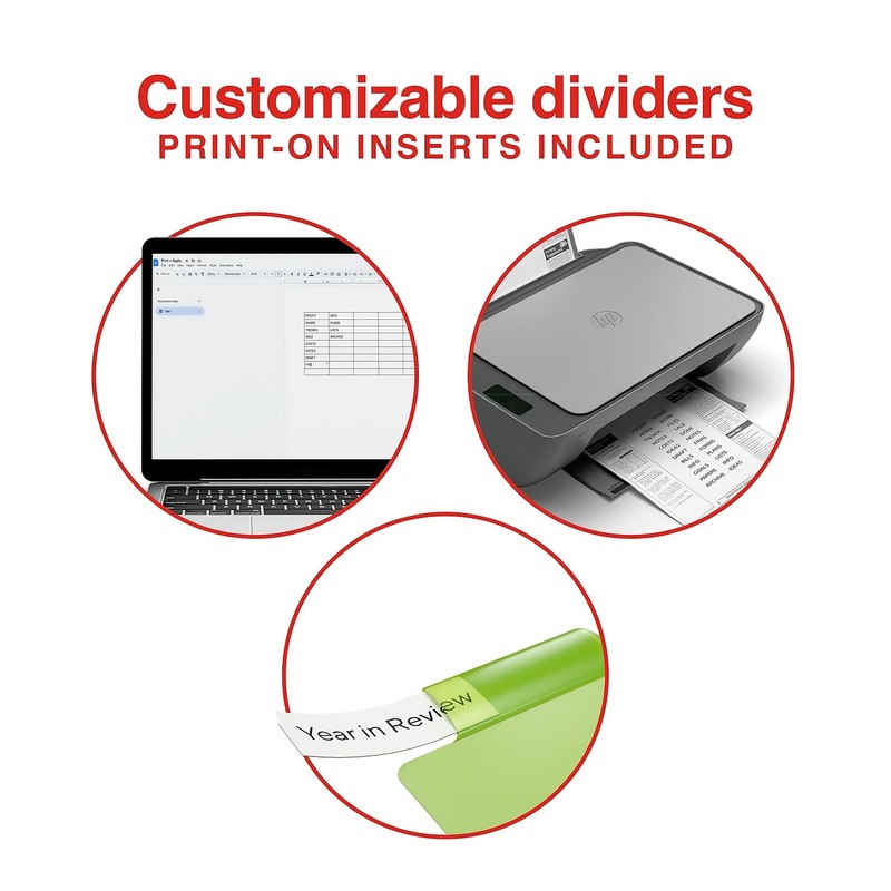 Staples Large Tab Plastic Two‑Pocket Insertable Dividers, 8‑Tab Binder Index