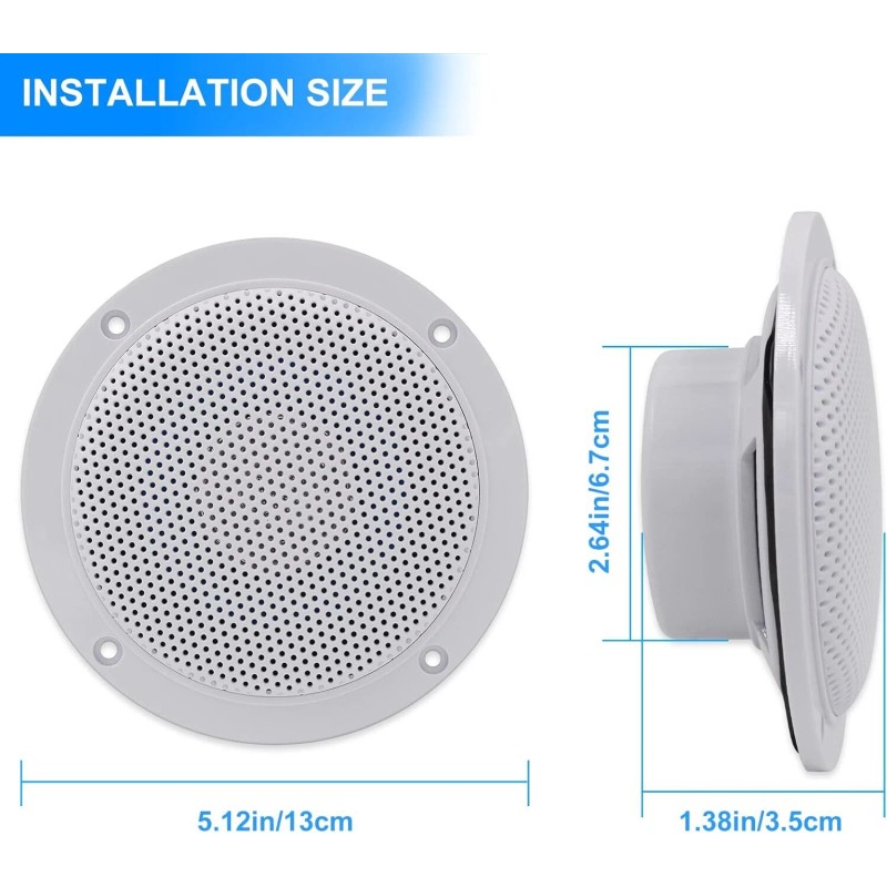 Herdio 4Inch 160W Marine Boat Car Ceiling Speaker Waterproof Bluetooth