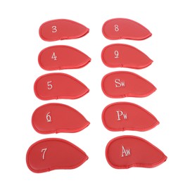 10PCS Golf Club Head Cover PU Leather Protective Abrasion Resistant Easy to Clean for Most Standard Clubs Red