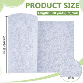 BENECREAT 118x9.4Inch Light Gray Felt Roll, Fabric Sheets Soft Woven Nonwoven Fabric Sheets for Crafts, Patchwork Sewing, Costumes, 3mm Thick