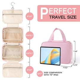 TOPEAST Travel Toiletry Bag Makeup Bag - Hanging Toiletry Bag for Women, Portable Toiletries Travel Bag and Cosmetic Bag, Airplane Travel Essentials Travel Toiletry Bag - Letter C, Blue