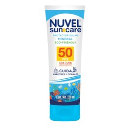Nuvel Protector Solar SunCare FPS 50 para Cara y Cuerpo 120 ml | Bloqueador Solar de Amplio Espectro Reef Friendly (Protege Arrecifes) | Resistente al Agua y Textura Ligera | No Grasosa