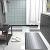 OLANLY Small Bathroom Rugs 24x16, Chenille Striped Bath Rugs, Dark