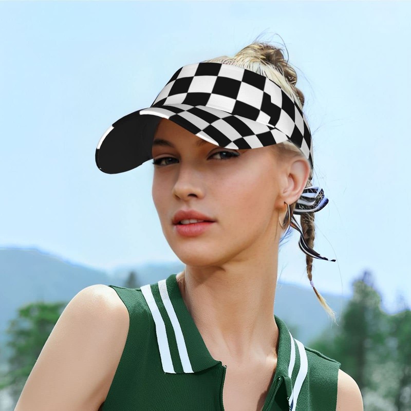 SEPTYK Summer Unisex Sun Visor Hat - Black White Race
