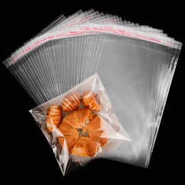 Lhocm Cellophane Cookie Bags with Seal, 100pcs 5x7 Self Sealing Cellophane Treat Bags, Individual Clear Plastic Bag for Cookies, Candy, Party Favors, Bakery, Gift Packaging, Procuct