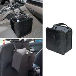 Car Trash Can Foldable, Hanging Waterproof Leakproof Trash Can Storage Bag - Premium Black Garbage Bag Organizer for Car Interior, Perfect Car Accessories for Keeping Your Vehicle Clean