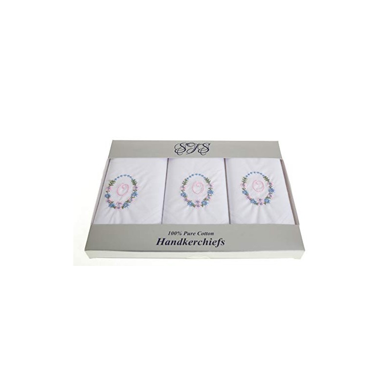Surf the Shop Womens Handkerchiefs 100% Cotton Initial Letter Boxed