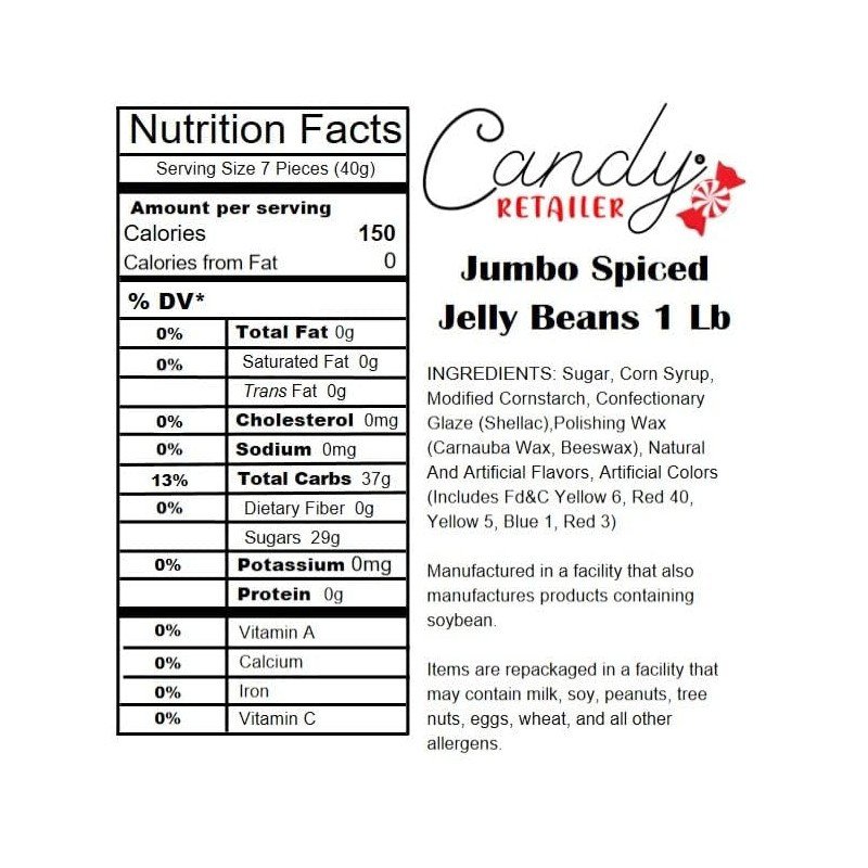 Candy Retailer Jumbo Jelly Beans (1 Lb, Spiced)
