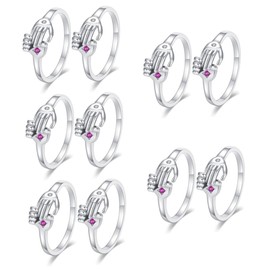 Beavorty 5sets Couple Opening Rings Creative Promise Rings for Lovers Comfortable Jewelry for Birthdays and Anniversaries 2pcs*5