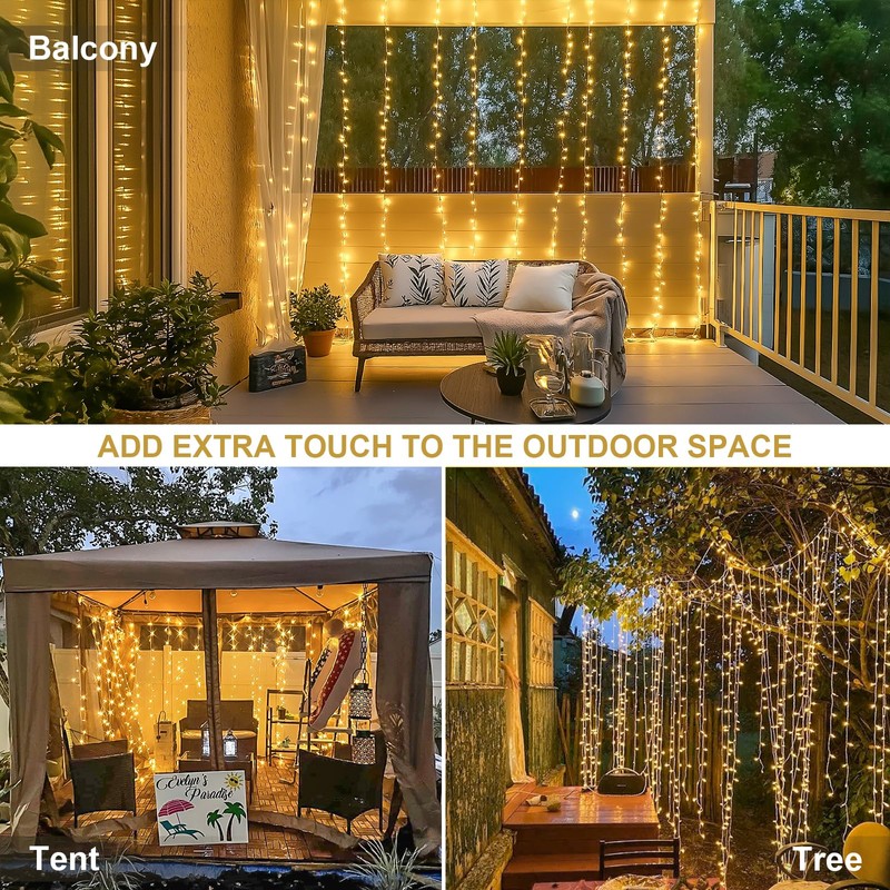 JMEXSUSS 300 LED Remote Control Curtain Lights, Plug in Fairy