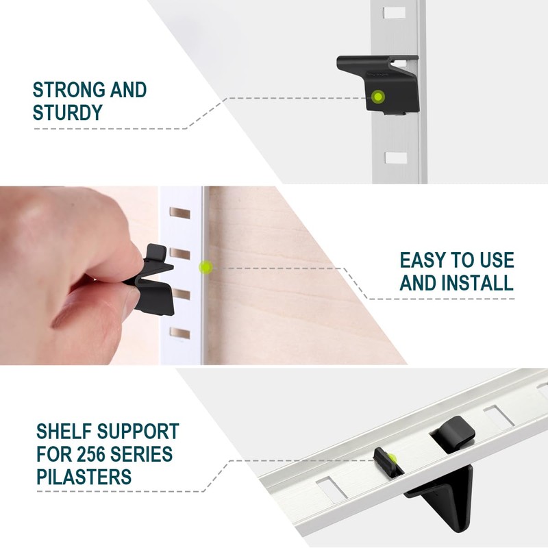 Lenink 256P-ZC Adjustable Pilaster Shelf Clip, 28 Pcs Black Shelving