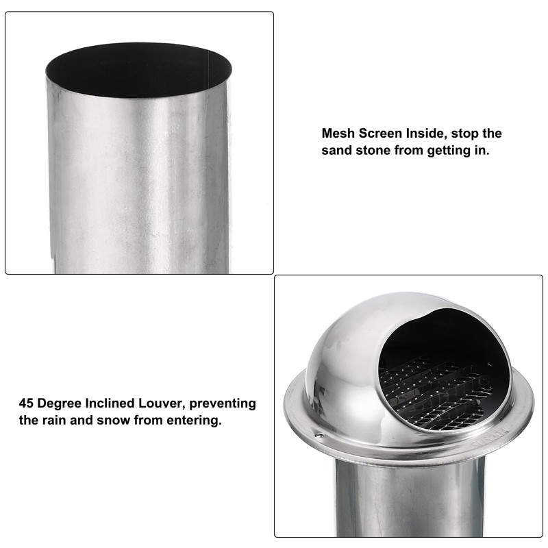 PATIKIL 3" Round Soffit Air Vents, 304 Stainless Steel Louver