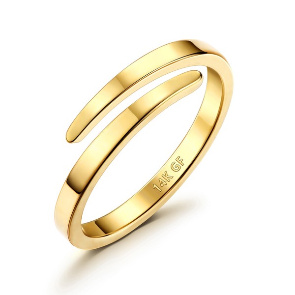 Adramata 14K Gold Filled Open Twist Rings for Women Girls