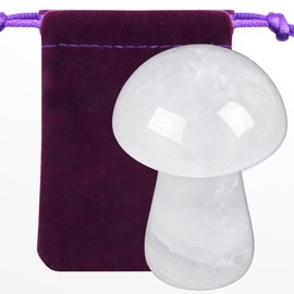 ZHIYUXI Clear Quartz Crystal Mushroom Figurines Healing Stones Mini Mushroom Ornaments White Gemstones Protection Crystals Mushroom Sculpture for Witchcraft Supplies Reiki Meditation 1.9" x 1.3"
