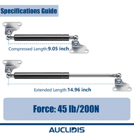 15 Inch 45lb/200N Gas Strut Shock Spring Lift Support for RV Bed Camper Storage Cover Tool Box Door Lid Basement Boat Hatch TV Cabinet Heavy Hydraulic Replacement Parts, Set of 2 by AUCLIDIS