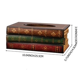 Kaxich Tissue Box Holders Antique Book Shape Paper Tissue Dispenser Napkin Holder Tissue Box Cover