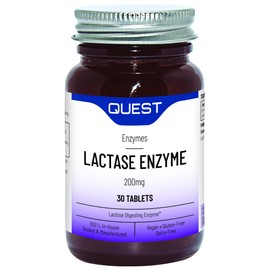 Quest Lactase Enzyme 200mg Lactose Intolerance Relief. 2000 ALU Fast Relief Dairy Enzymes Digestive Supplement to Prevent Gas, Bloating & Diarrhoea. Dairy, Gluten Free & Vegan (2 Pack x 30 Tablets)