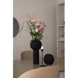 Cooee Design HI-028-24-BK Vase Pastille Ceramic Handmade Diameter 15 cm Height 14 cm Black