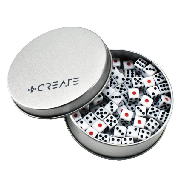 White Dice, 0.3 inch (8 mm), 100 Pieces, Set Case,
