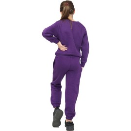 A2Z 4 Kids Girls Boys Plain Tracksuit Jumper Sweatshirt Set - T.S Plain Jumper 108 Purple 5-6