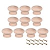 sourcing map Round Wood Knobs,10Pcs 45mm Dia Cabinet Furniture Kitchen