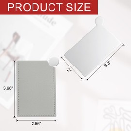 QUARKZMAN Kleiner Taschenspiegel für die kompakter Make-up-Spiegel aus Edelstahl mit Ledertasche, Reisespiegel Handspiegel für Frauen, Geschenk (Grau, 2,5 x 3,66")