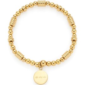 JEWELS BY LEONARDO Armband Elisabeth • elastische Arm-Kette aus goldfarbenem Edelstahl • voluminöser Mix aus Metallkugeln und -scheiben • 19 cm Länge • Schmuck Geschenk für Frauen • 024843