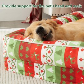 BFPETHOME Christmas Orthopedic Dog Beds for Large Dogs-Waterproof Sofa Dog Bed with Removable Washable Cover, Large Dog Bed with Waterproof Lining and Nonskid Bottom,Pet Bed for Large Dogs