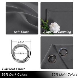 Hiasan Room Divider Blackout Curtains,Extra Wide 100 x 84 Inches Energy Smart&Noise Reducing Grommet Thermal Insulated Curtain for Patio Door,Any Room Partition,1 Panel Sewn with Tiebacks,Dark Grey