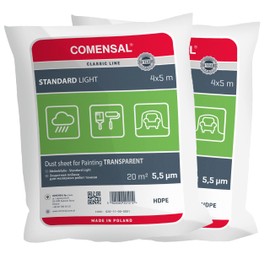 COMENSAL® Set of 2 Painter's Cover Film 5.5 µm – Dust Protection Film – Tarpaulin for Painting Work – Paint Film – Made in EU – 4 x 5 m