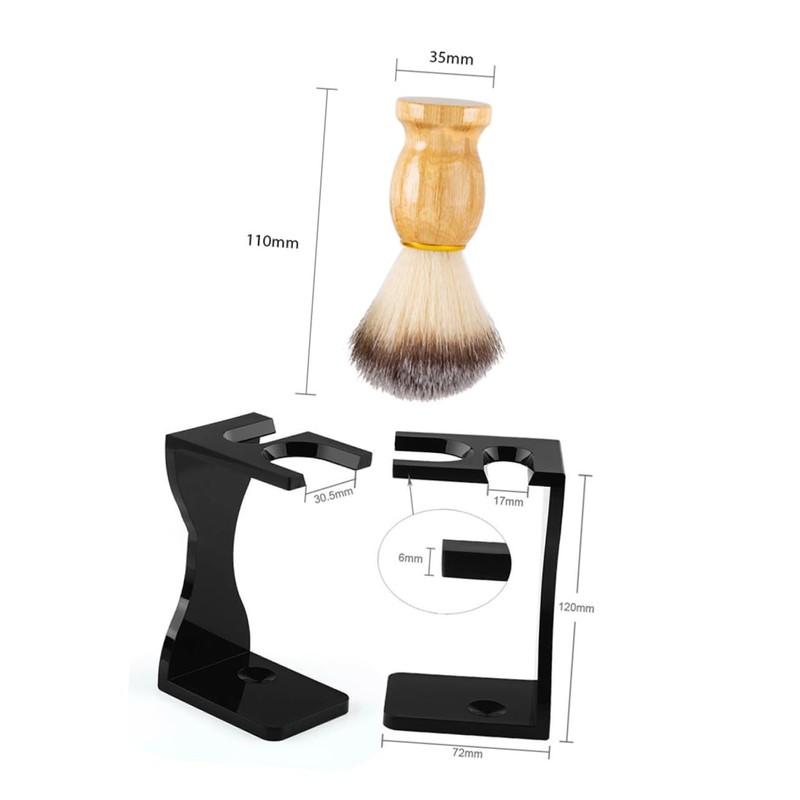 Gatuida 1Set Shaving Brush Stand Grooming Kit with Shaving Bowl