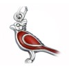 New Red Enamel Cardinal Bird Christmas 3D 925 Solid Sterling