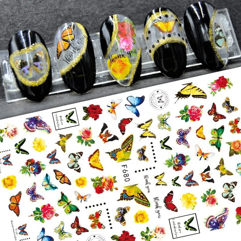 LANODO 8 Pcs Cute 3D Nail Stickers Sticking Paper Beautiful