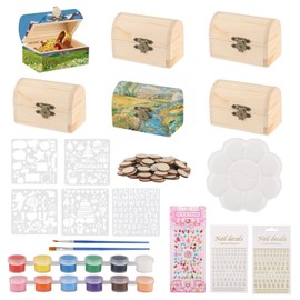 Pack of 6 Mini Treasure Chest Children's Birthday, Wooden Treasure Chest Children's Birthday Crafts, Wooden Box with Lid Crafts, Small Wooden Boxes for Painting, Crafts, Pirate Party, Birthday (9 x