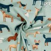 Canvas Fabric - Woof - Cute Dog Print on DuckEgg